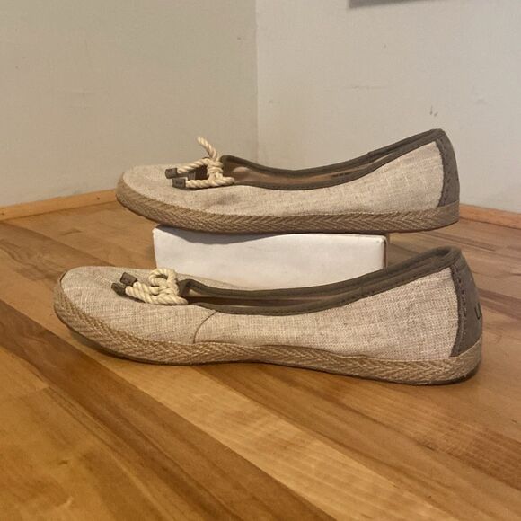 UGG Beige Espadrille Ballet Canvas Slip On Flats Size 10 - Picture 5 of 10